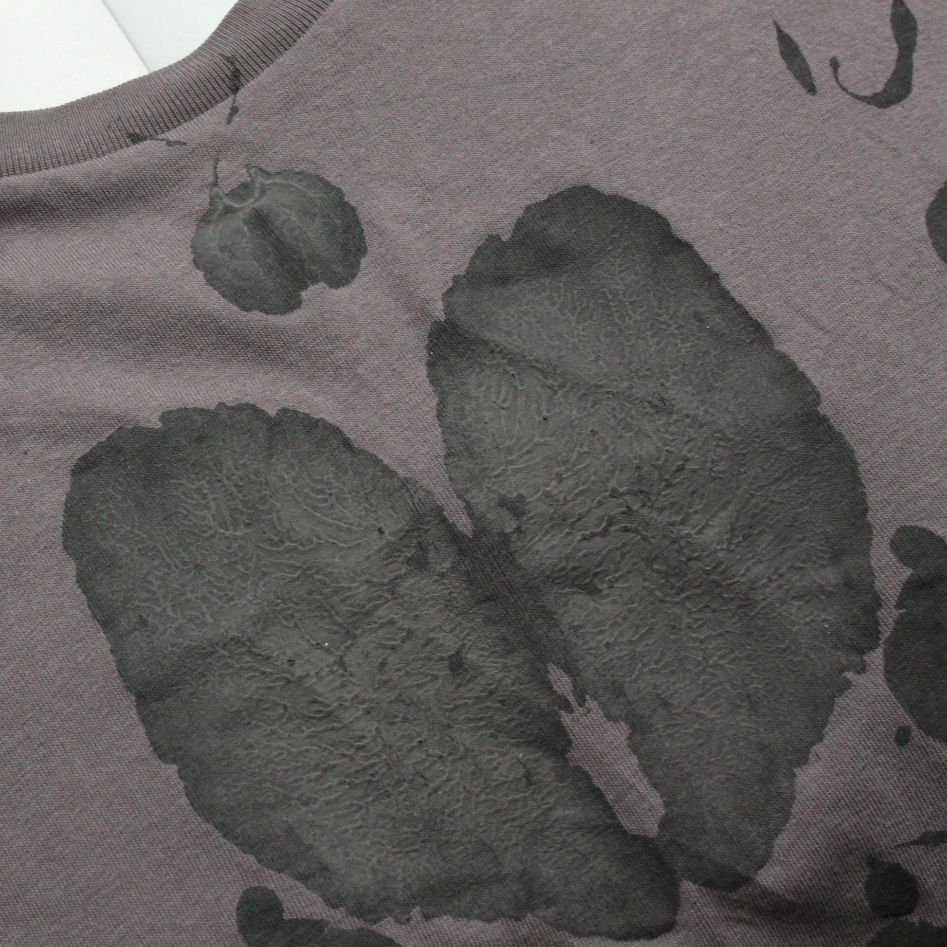 Rorschach, Charcoal cotton T-Shirt with Black ink blot - Large #4 (RCH B L4)