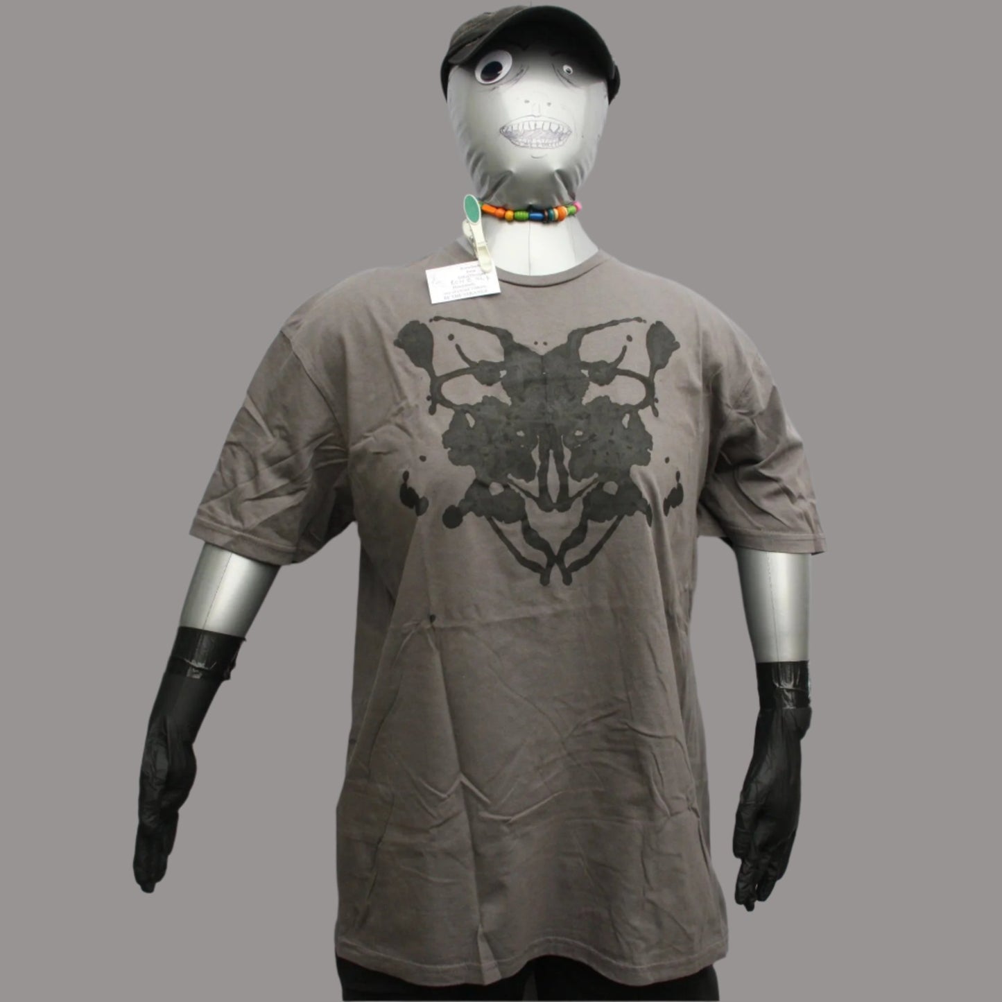 Rorschach, Charcoal cotton T-Shirt with Black ink blot  - XL #4 (RCH B XL4)