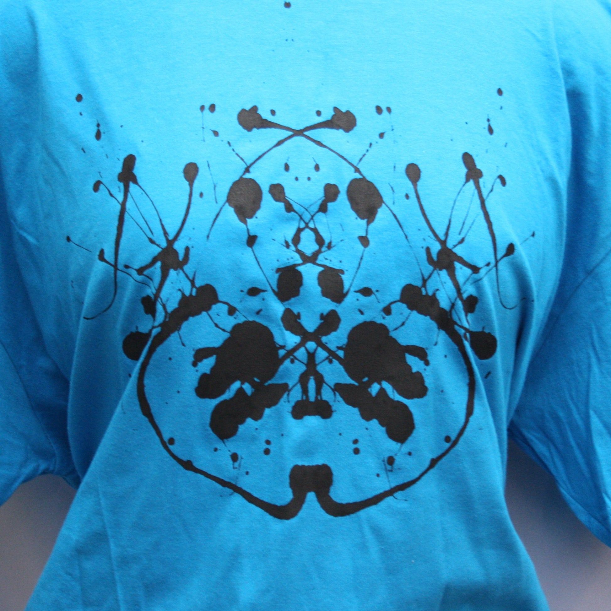 Rorschach, Sapphire Blue cotton T-Shirt with Black ink blot  - 4XL #1 (RSB B 4XL1) from ElRat Designs