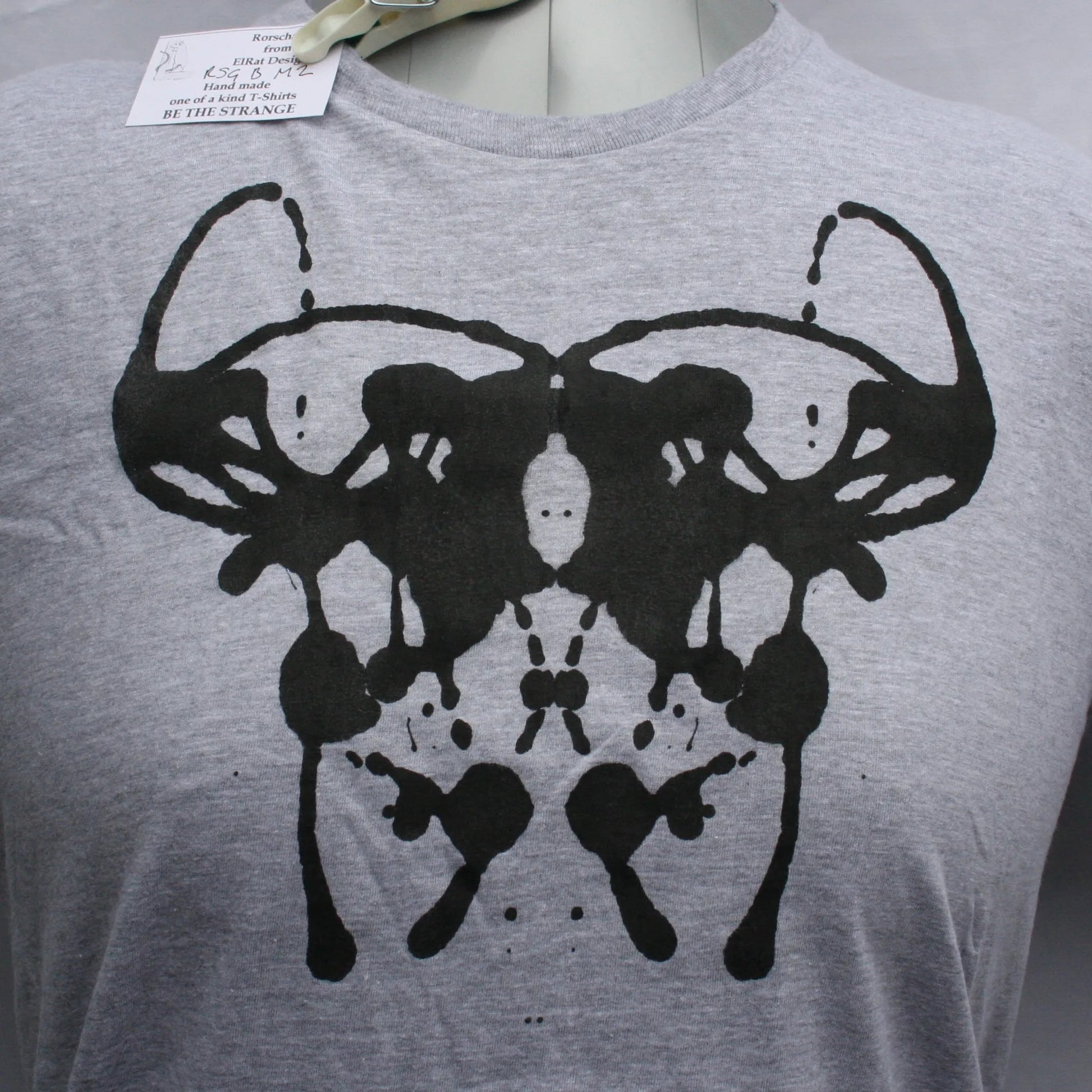 Rorschach, Pale Grey T-Shirt with Black ink blot - Medium #2 (RSG B M2)