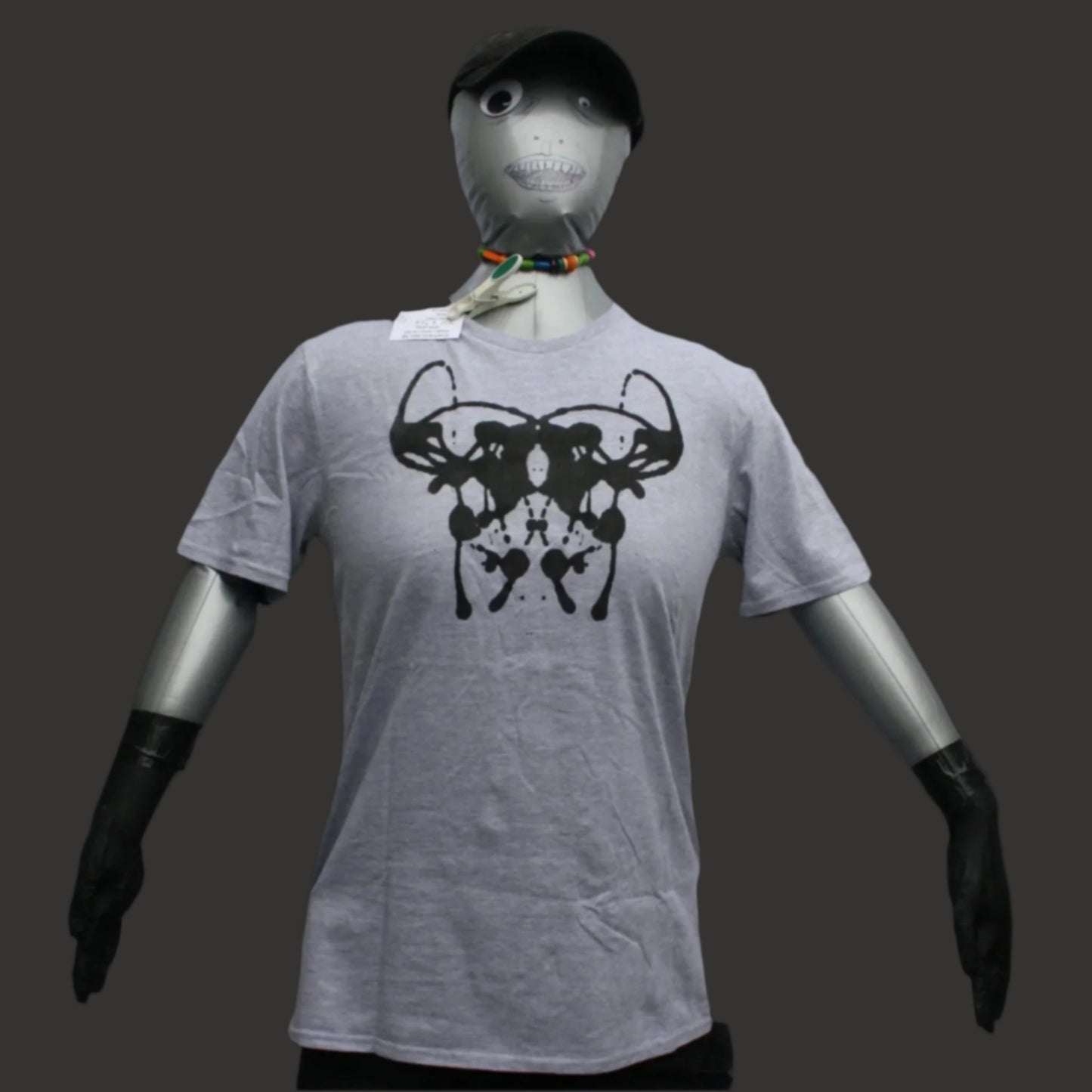 Rorschach, Pale Grey T-Shirt with Black ink blot - Medium #2 (RSG B M2)