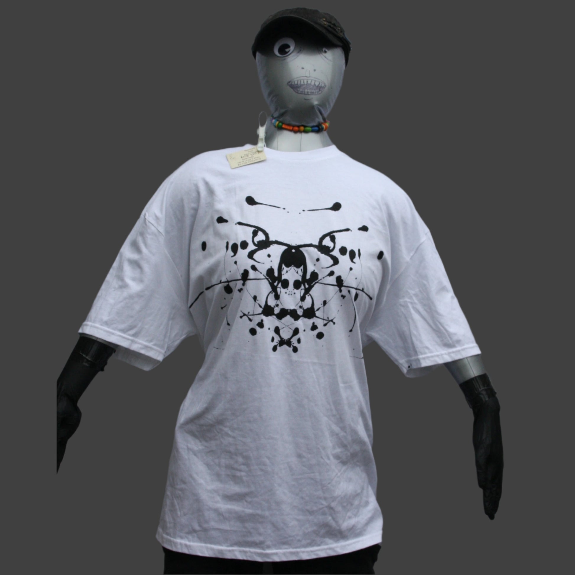 Rorschach, White cotton T-Shirt with Black ink blot - 3XL #1 (RW B 3XL1) - ElRatDesigns - T Shirt