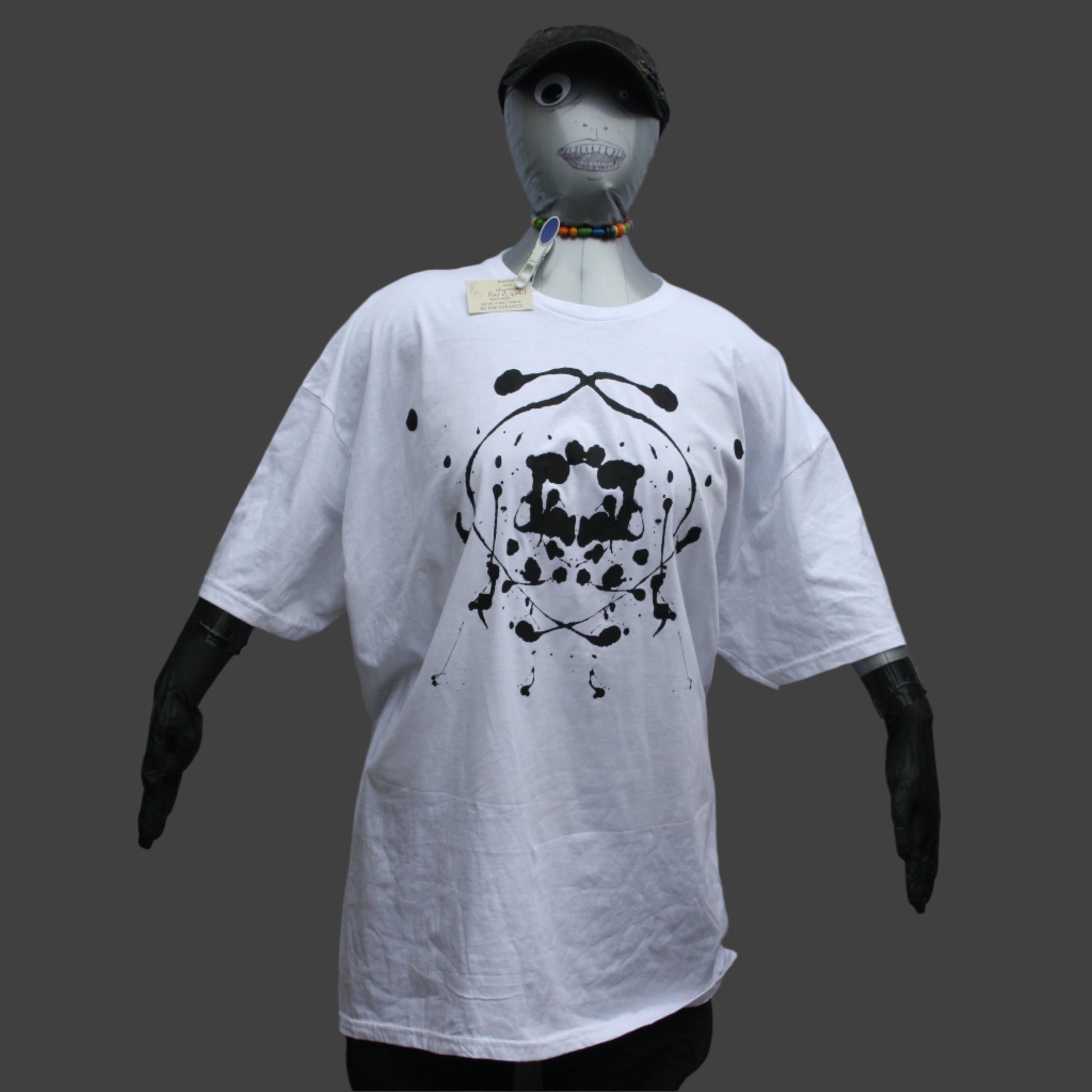 Rorschach, White cotton T-Shirt with Black ink blot - 4XL #1 (RW B 4XL1) - ElRatDesigns - T Shirt