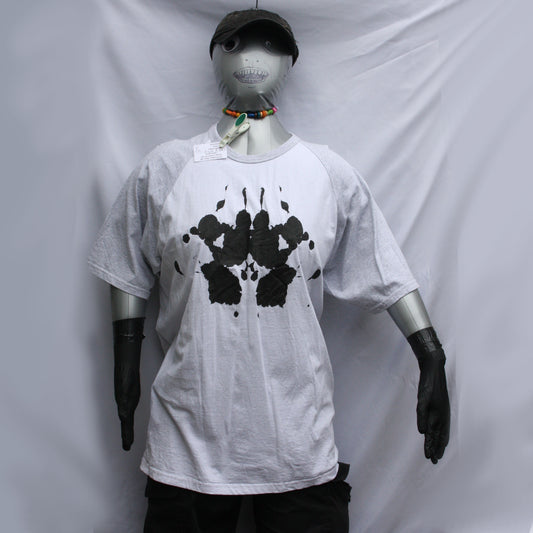 Rorschach, White/Grey cotton T-Shirt with Black ink blot - 2XL #1 (RG/W B 2XL1)