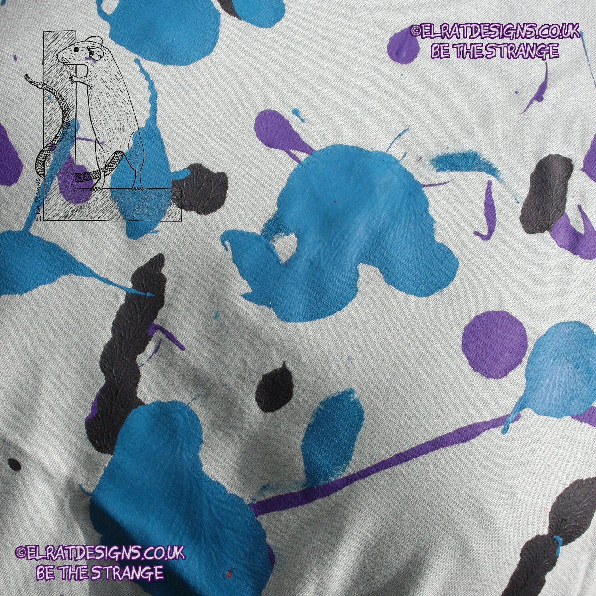 Splatter Print Art Shirt - One of a Kind Hand Printed, Aloe Size Medium SP-SS-Al-M1 | ElRat Designs - elratdesigns.co.uk