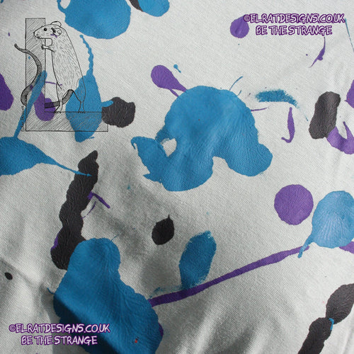 Splatter Print Art Shirt - One of a Kind Hand Printed, Aloe Size Medium SP-SS-Al-M1 | ElRat Designs - elratdesigns.co.uk