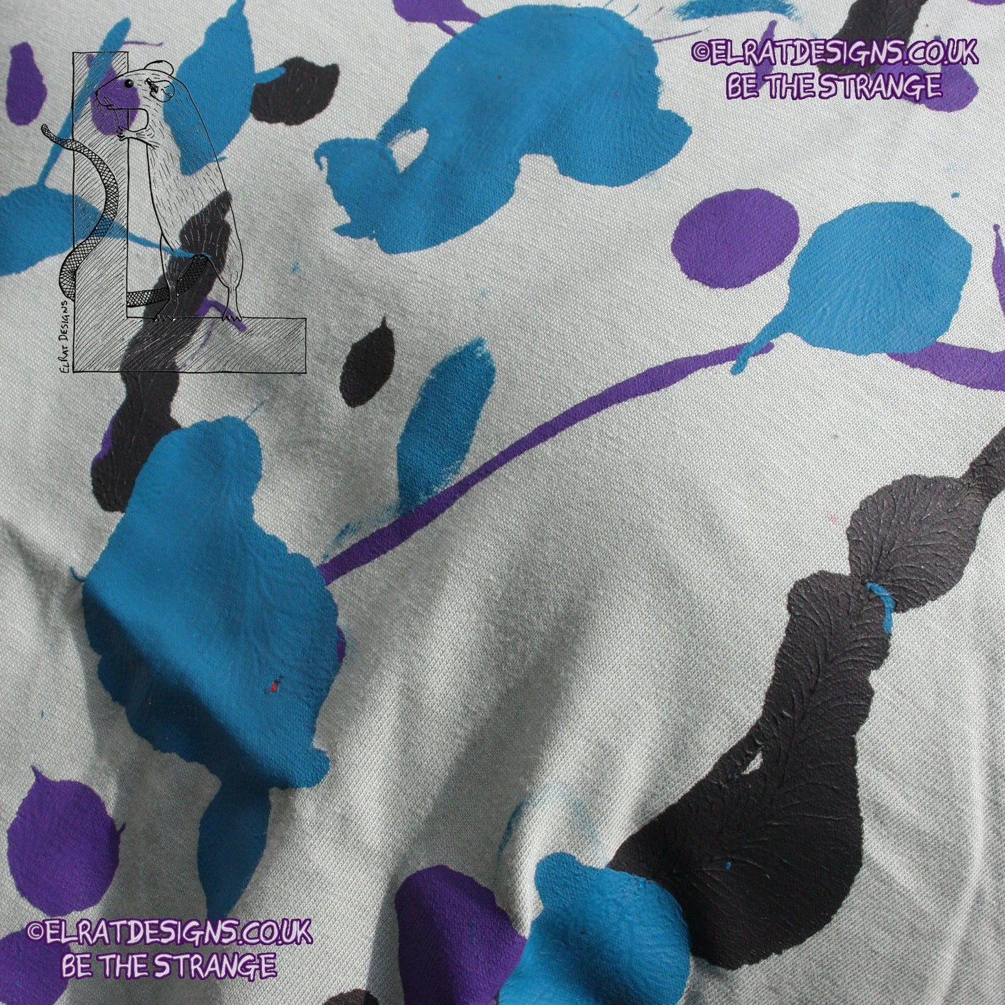 Splatter Print Art Shirt - One of a Kind Hand Printed, Aloe Size Medium SP-SS-Al-M1 | ElRat Designs - elratdesigns.co.uk
