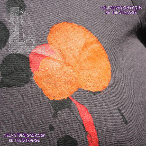 Splatter Print Art Shirt - One of a Kind Hand Printed, Charcoal, Small, SP-SSi-Ch-S1 | ElRat Designs - elratdesigns.co.uk