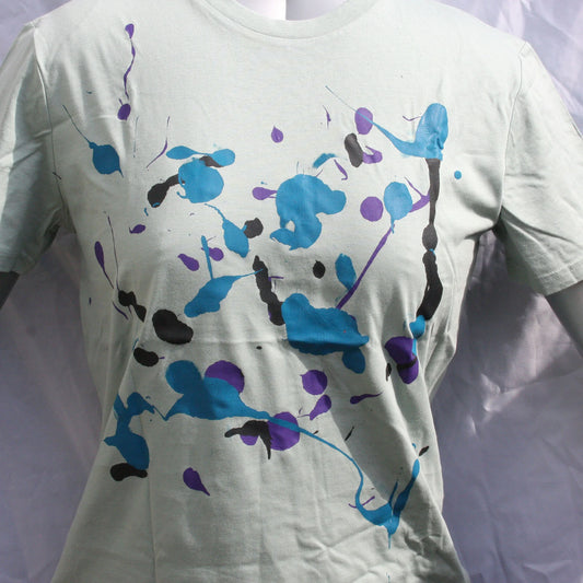 Splatter Print Art Shirt - One of a Kind Hand Printed, Aloe Size Medium SP.SS.Al.M1 | ElRat Designs