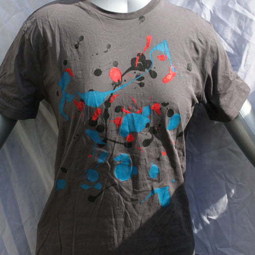 Splatter Print Art Shirt - One of a Kind Hand Printed, Colour Anthracite, Size L, SP.SS.An.L2 | ElRat Designs