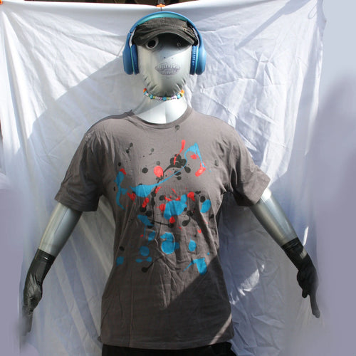 Splatter Print Art Shirt - One of a Kind Hand Printed, Colour Anthracite, Size L, SP.SS.An.L2 | ElRat Designs