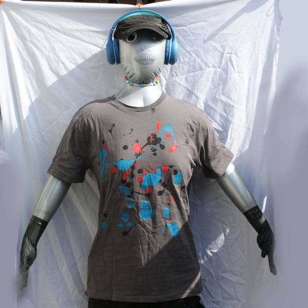 Splatter Print Art Shirt - One of a Kind Hand Printed, Colour Anthracite, Size L, SP.SS.An.L2 | ElRat Designs