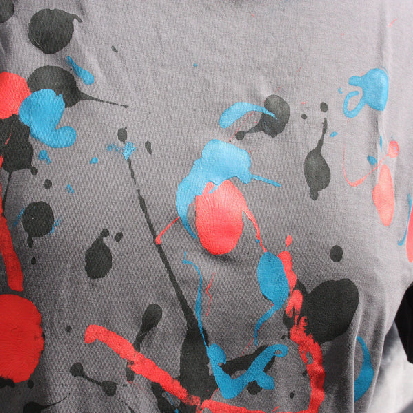 Splatter Print Art Shirt - One of a Kind Hand Printed, Colour Anthracite, Size L, SP.SS.An.L1 | ElRat Designs