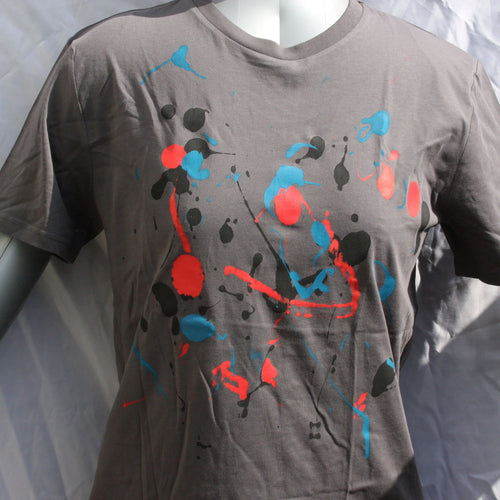 Splatter Print Art Shirt - One of a Kind Hand Printed, Colour Anthracite, Size L, SP.SS.An.L1 | ElRat Designs