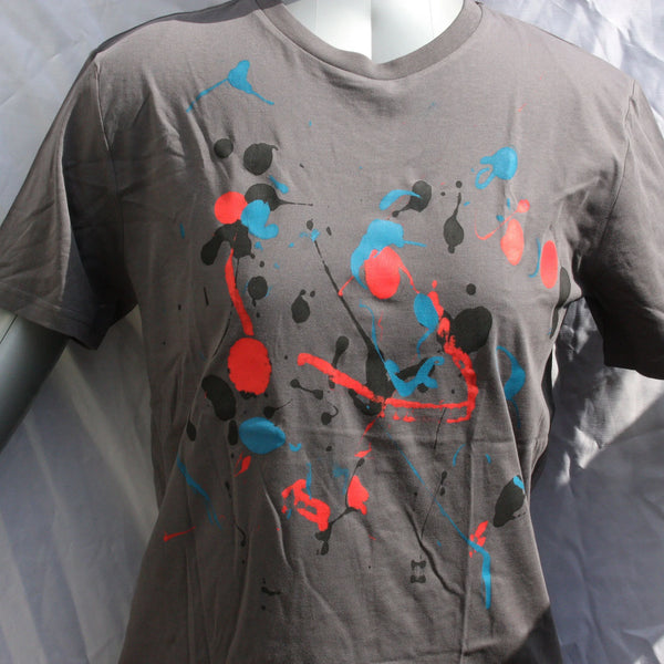 Splatter Print Art Shirt - One of a Kind Hand Printed, Colour Anthracite, Size L, SP.SS.An.L1 | ElRat Designs
