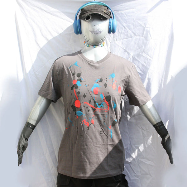 Splatter Print Art Shirt - One of a Kind Hand Printed, Colour Anthracite, Size L, SP.SS.An.L1 | ElRat Designs
