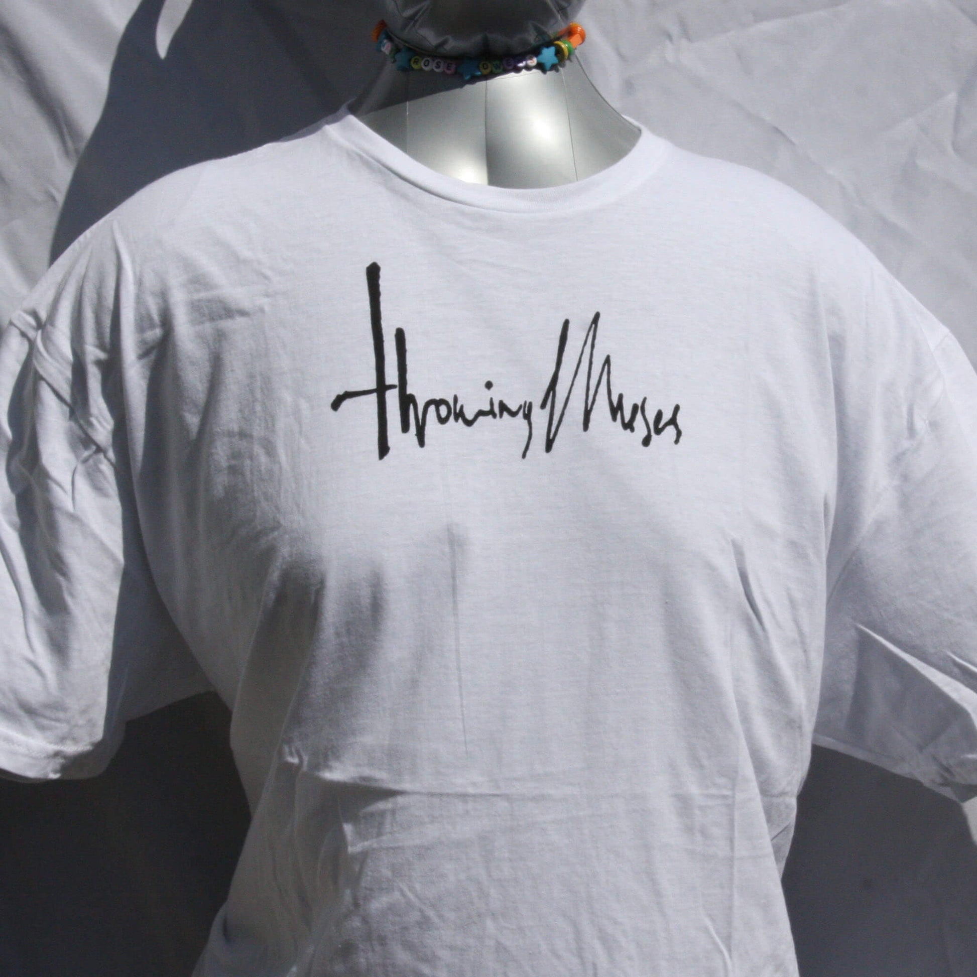 Throwing Muses 1986 logo - Screen printed T-Shirt   in white with black water based ink from ElRatDesigns 