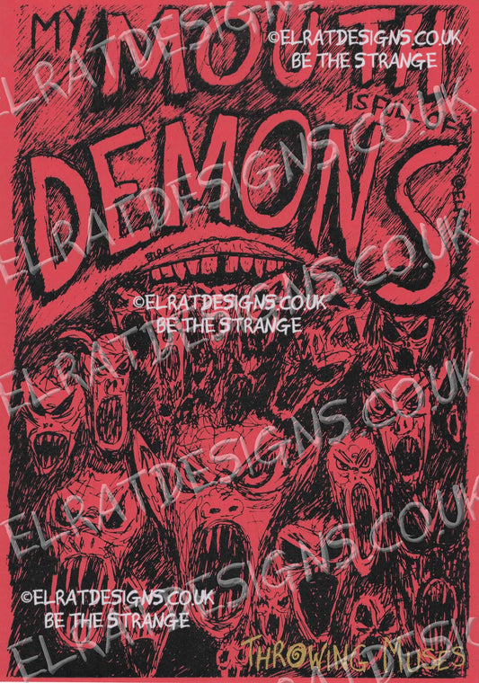 Throwing Muses, Ellen West, Mouth Demons Art Print, hand drawn by ElRat, hand printed by ElRat Designs - hero - elratdesigns.co.uk
