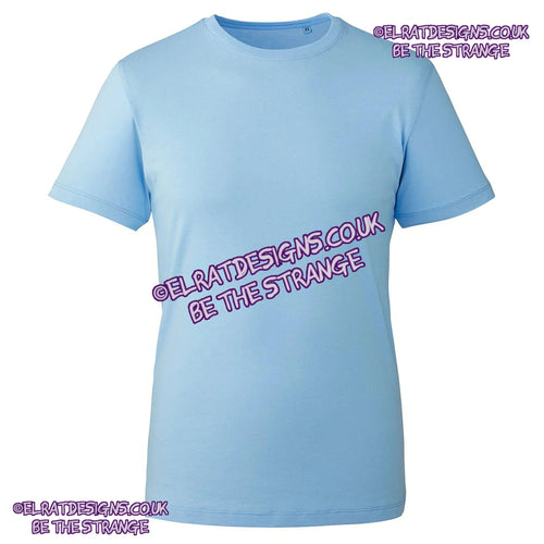 AM10 Blank Anthem 100% organic cotton T-shirt, 100% cotton fabric, showcasing a classic, comfortable fit for custom prints or personal designs. (AM10_lightblue_FRONT)