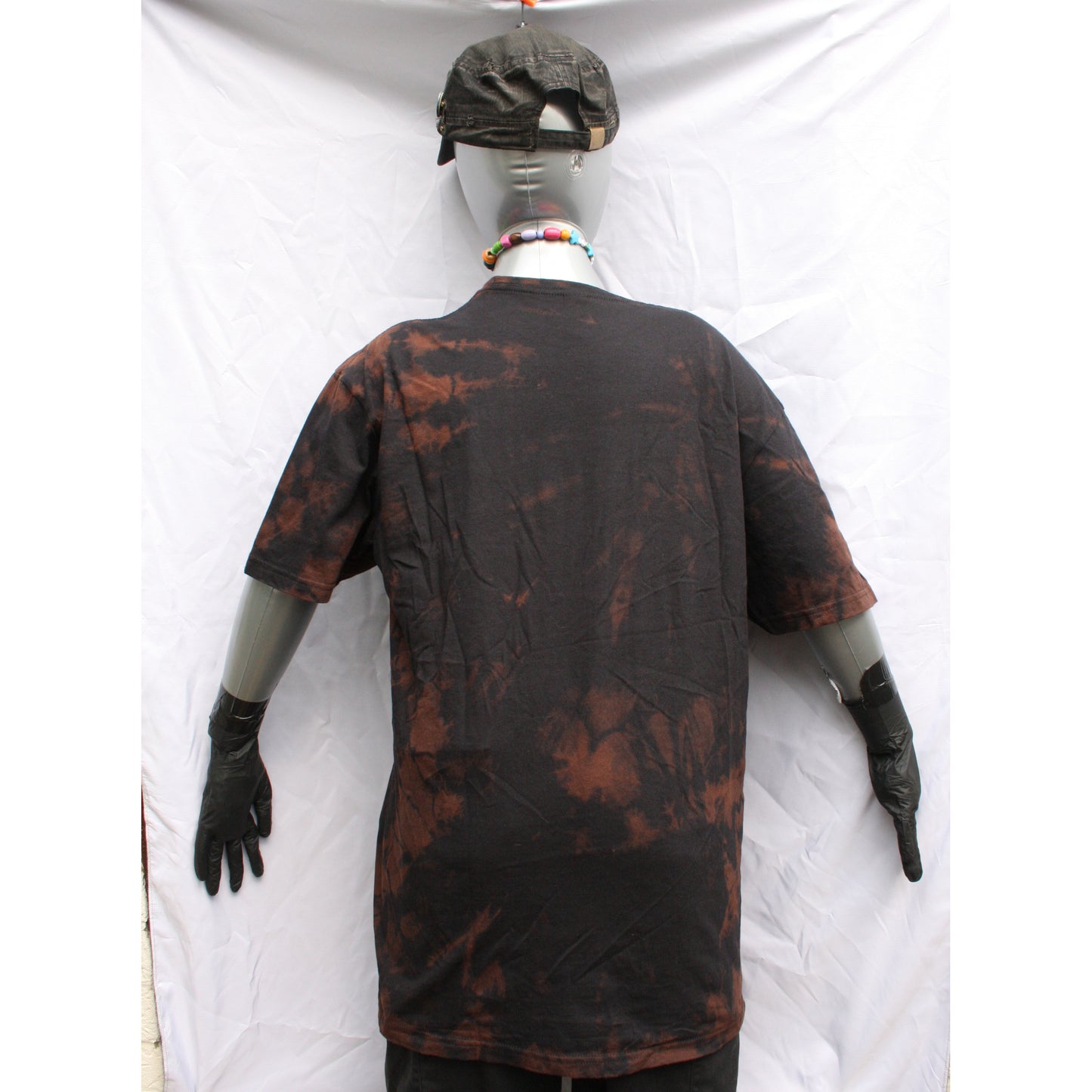 One of a kind Black hand Tied & bleached shirt, with print of your choice