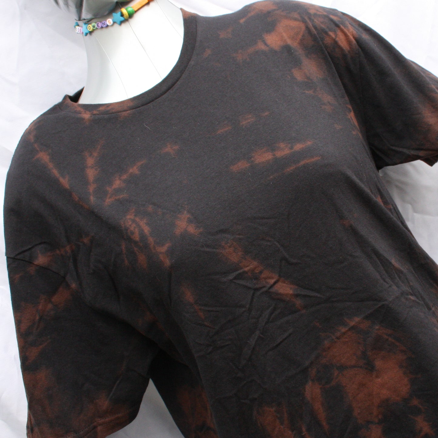 One of a kind Black hand Tied & bleached shirt, with print of your choice