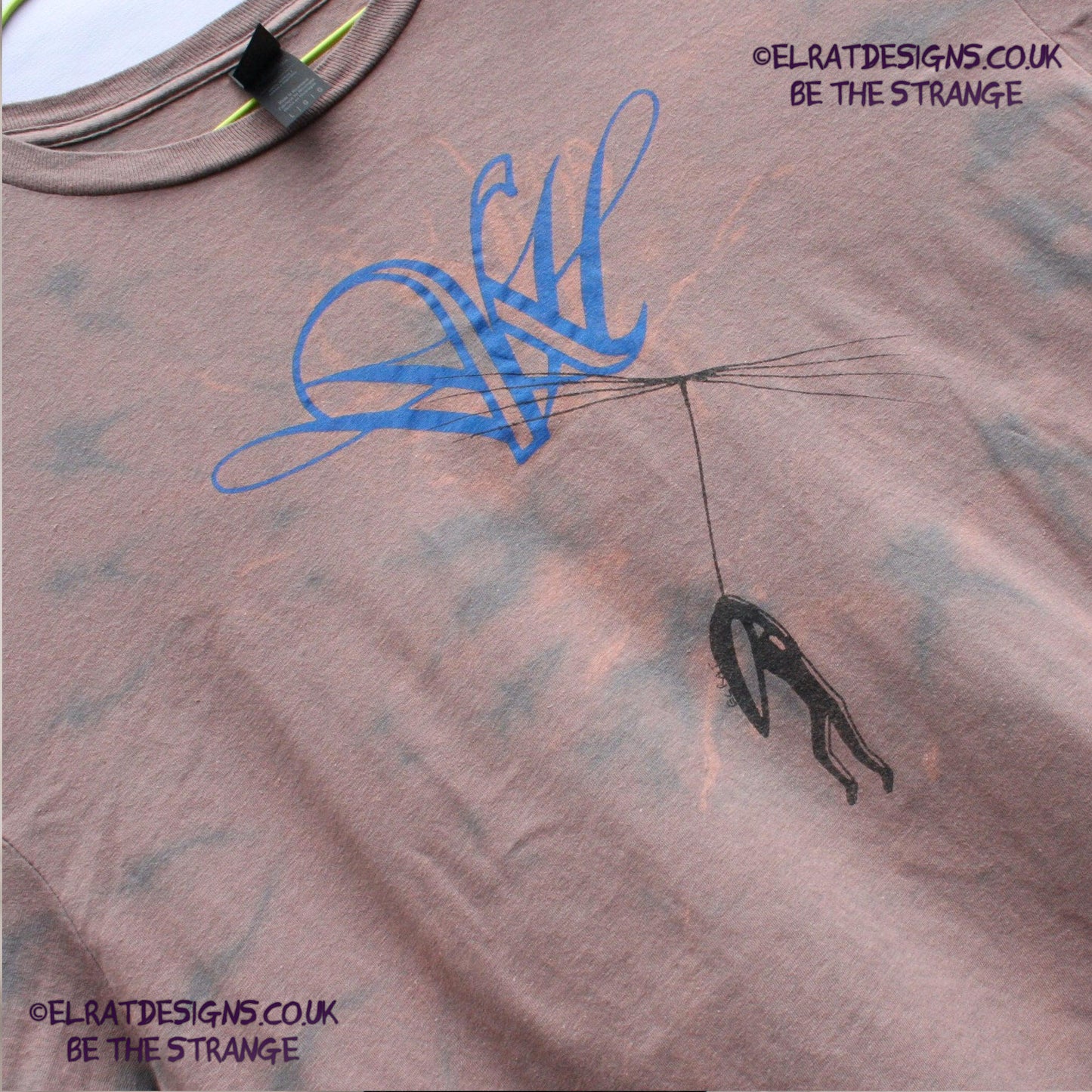 Dandelion Hope - Kristin Hersh T - Shirt - L ONE OFF Reverse Tie - Dye (#1) MISPRINT - ElRatDesigns - elratdesigns.co.uk