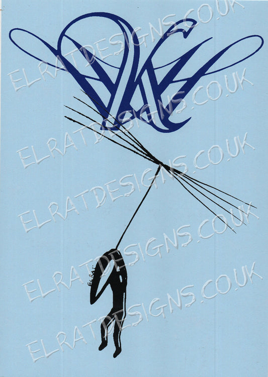 "Kristin Hersh Dandelion Hope" KH Logo - Original Art Screen Print - Pale Blue