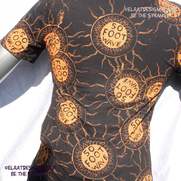 ElRat 50 Foot Wave "Staring into the Sun" One-of-a-Kind Messy Print, Imperfect art shirt. Hand printed, by me, Just for you. Only at ElRat Designs. elratdesigns.co.uk - hero