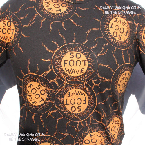 ElRat 50 Foot Wave "Staring into the Sun" One-of-a-Kind Messy Print, Imperfect art shirt. Hand printed, by me, Just for you. Only at ElRat Designs. elratdesigns.co.uk