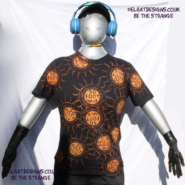 ElRat 50 Foot Wave "Staring into the Sun" One-of-a-Kind Messy Print, Imperfect art shirt. Hand printed, by me, Just for you. Only at ElRat Designs. elratdesigns.co.uk - hero