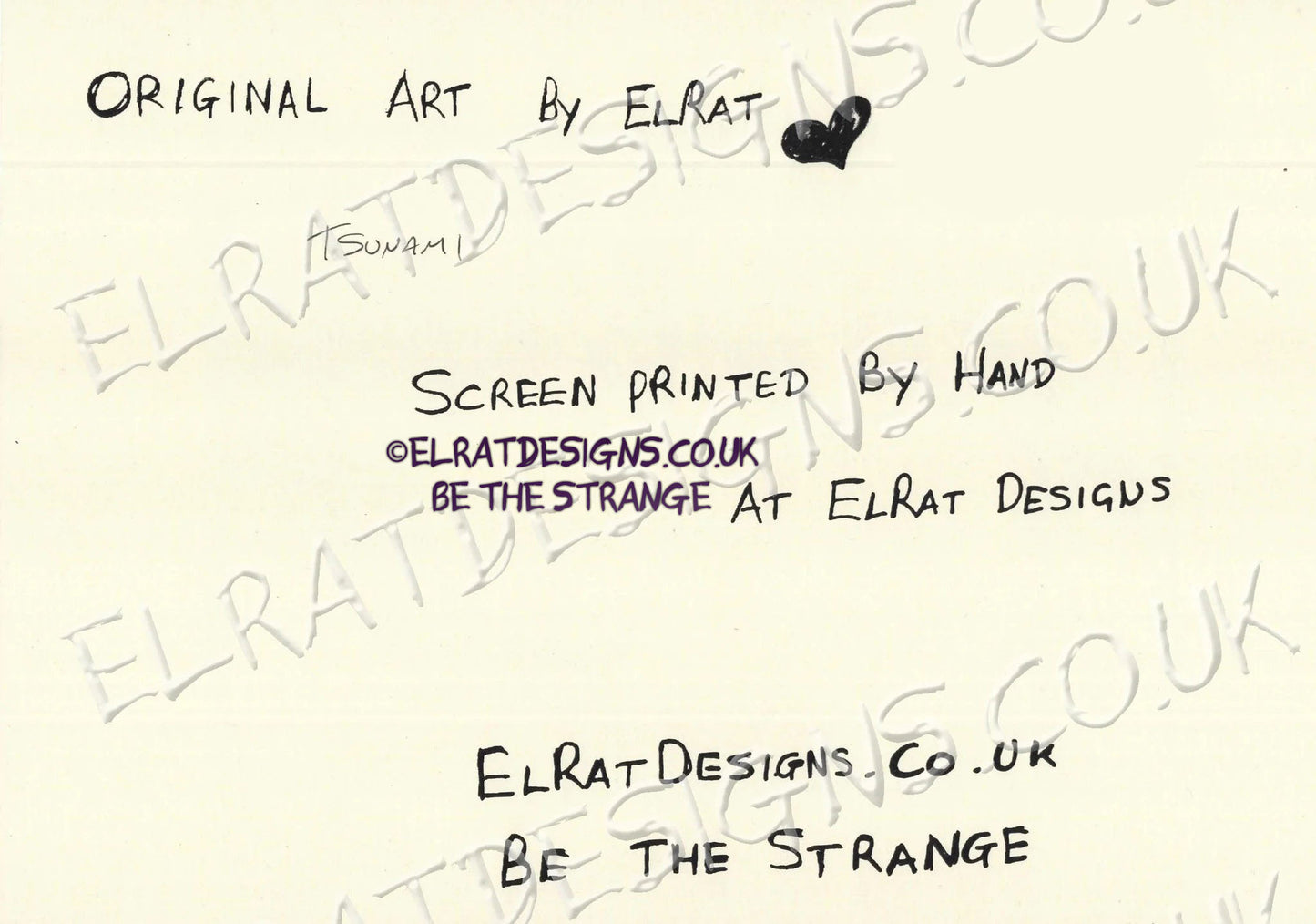 Hand drawn by ElRat, 50 Foot Wave "Tsunami" Original Art Print. A new take on an old classic. Only from ElRat Designs - elratdesigns.co.uk