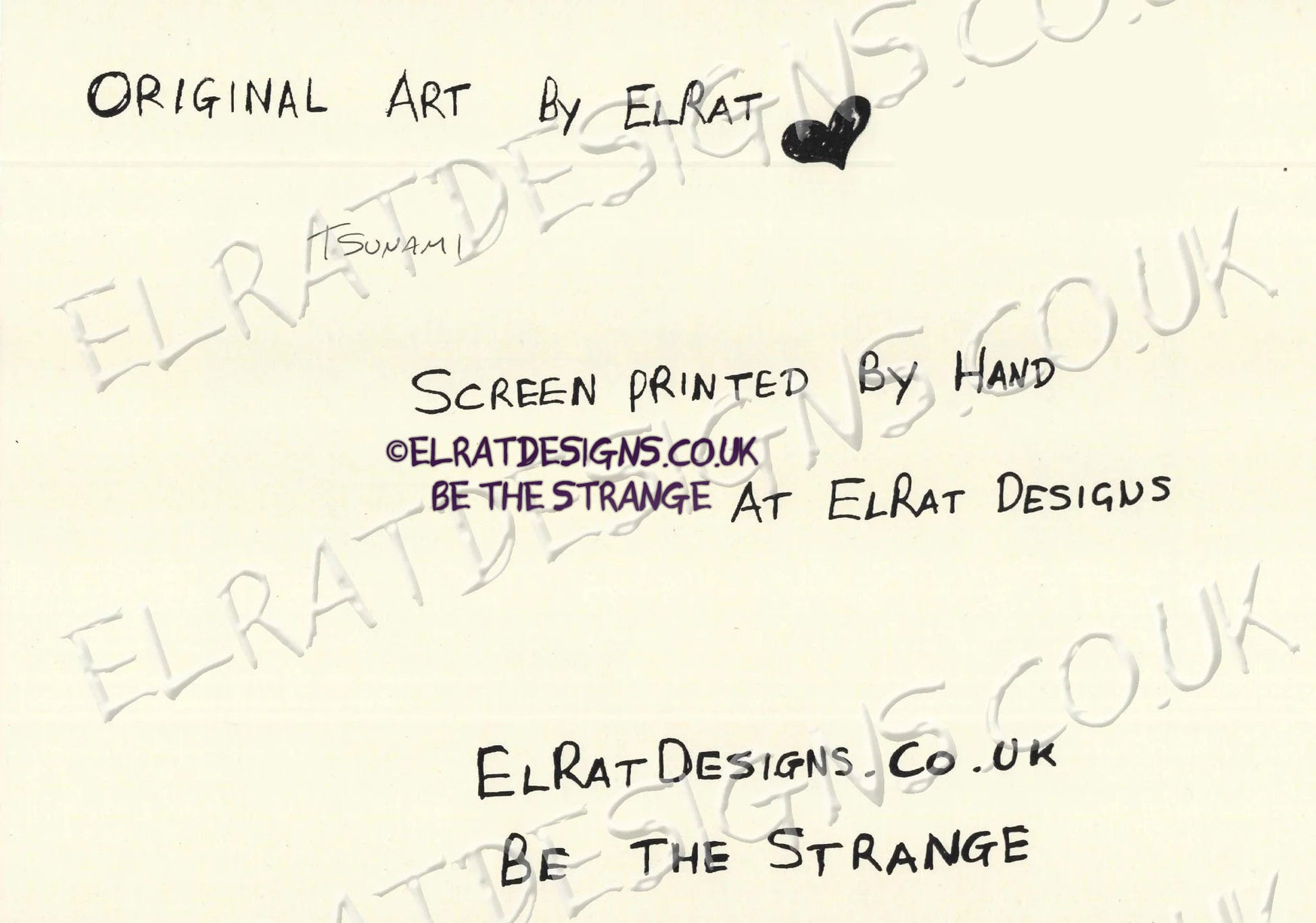 Hand drawn by ElRat, 50 Foot Wave "Tsunami" Original Art Print. A new take on an old classic. Only from ElRat Designs - elratdesigns.co.uk