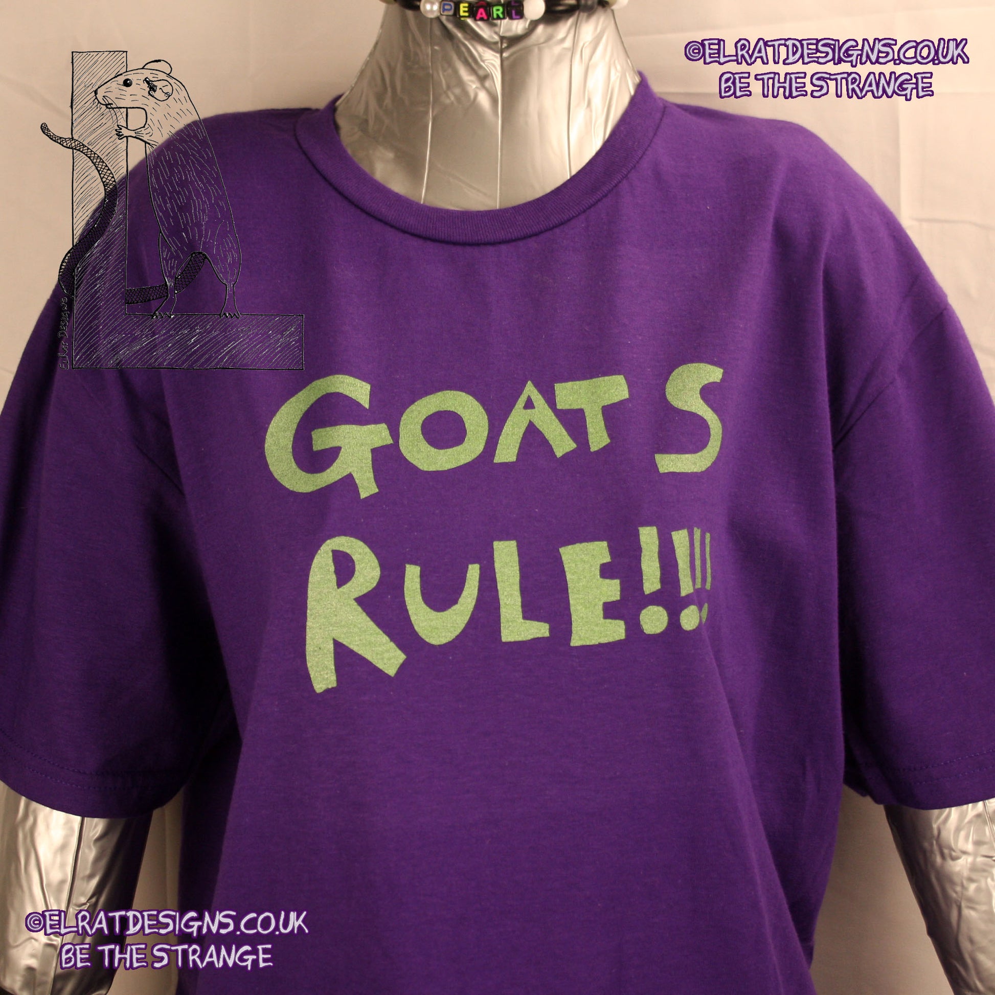 K'Rat-Horse Original "Goats Rule" Front print, close, only from ElRat Designs - hero - elratdesigns.co.uk