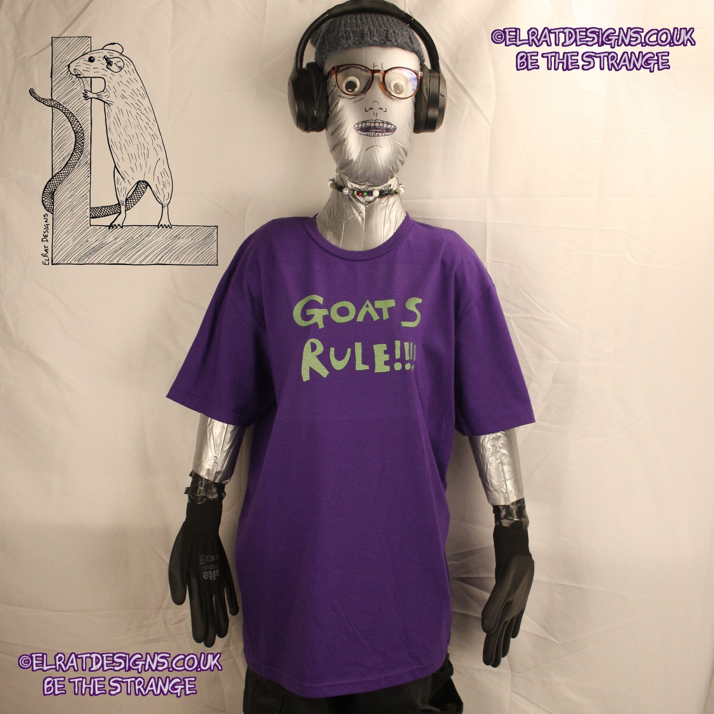 K'Rat-Horse Original "Goats Rule" Front print, only from ElRat Designs - hero - elratdesigns.co.uk