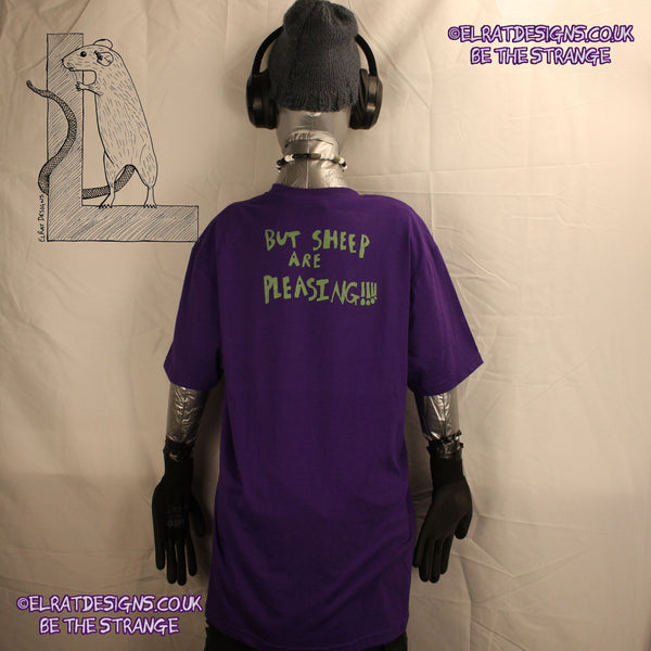 K'Rat-Horse Original "Goats Rule" Back print, "But Sheep are Pleasing"  only from ElRat Designs - hero - elratdesigns.co.uk