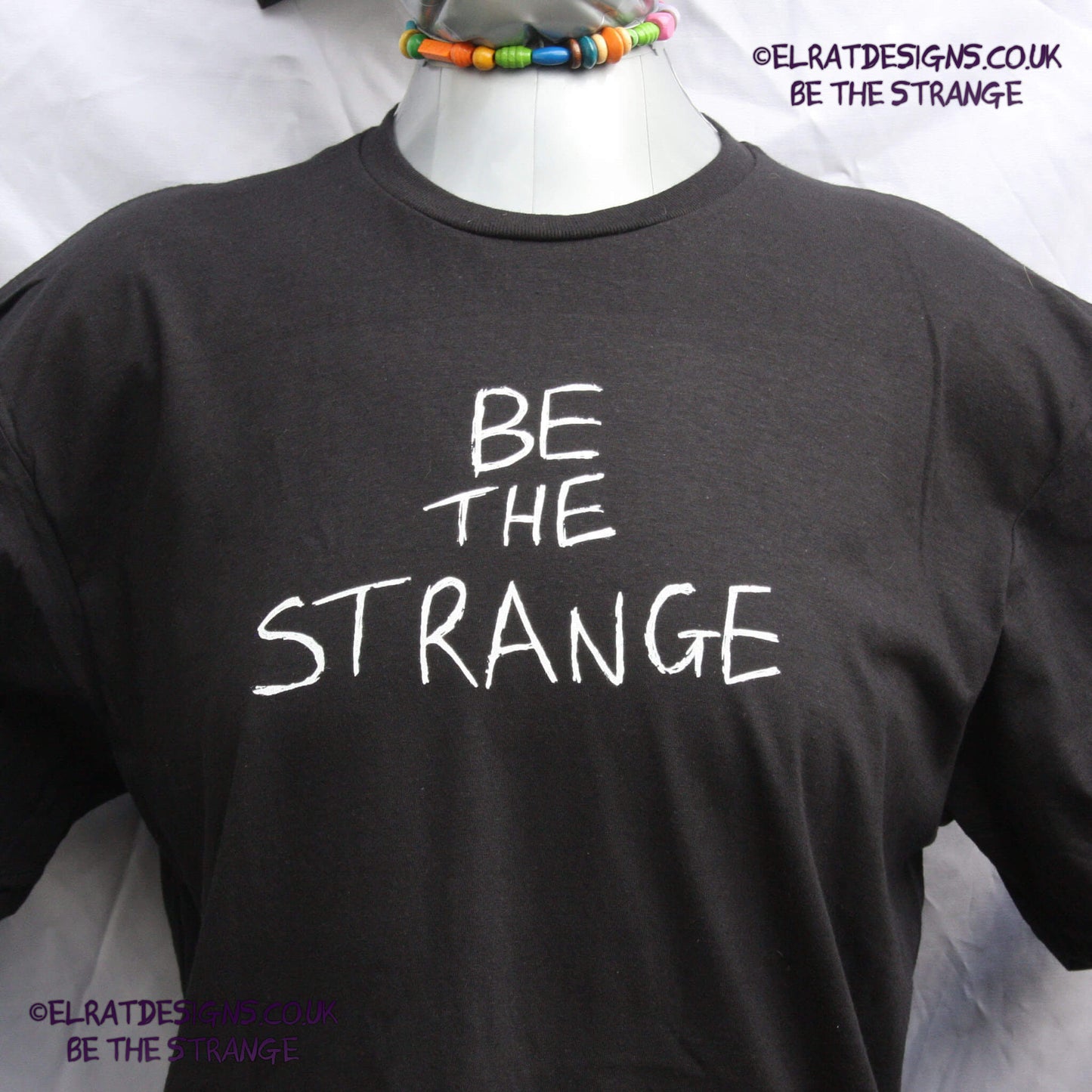 ElRat Designs Be the Strange, and scrawled neurodiversity t-shirt - elratdesigns.co.uk