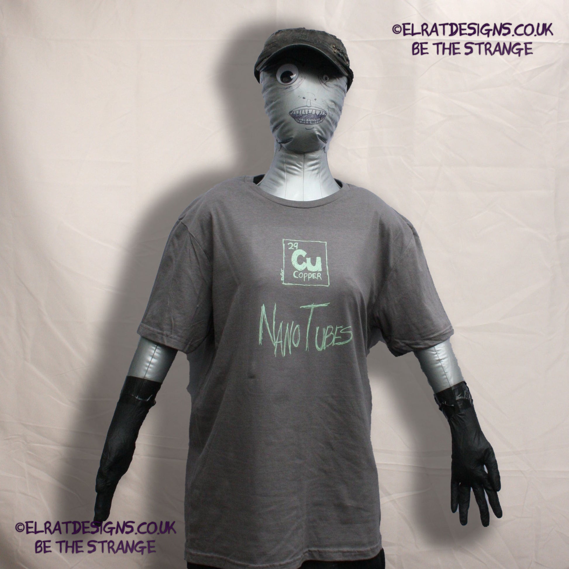 ElRat Copper Nanotubes CuNTs scientific humour screen printed t-shirt, featuring pearlescent Apple Mint Green ink. only from elratdesigns.co.uk