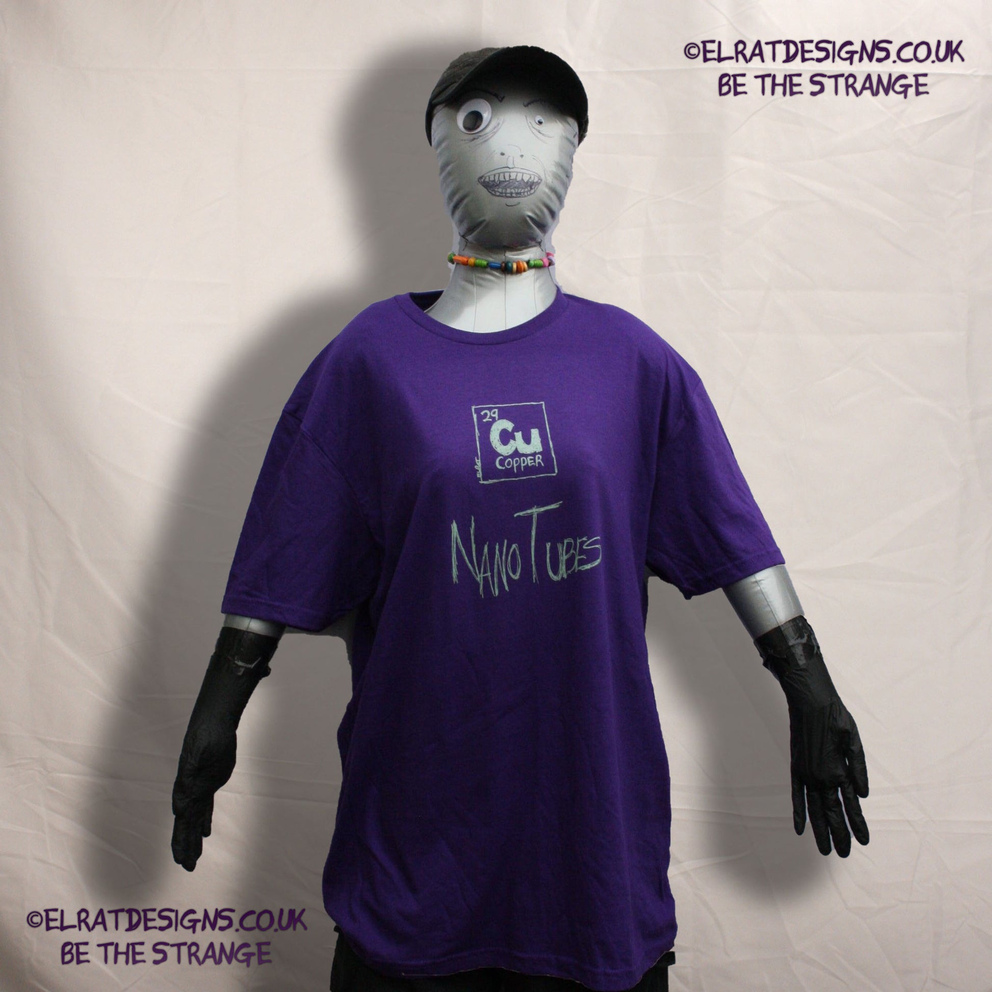 ElRat Copper Nanotubes CuNTs scientific humour screen printed t-shirt, featuring pearlescent Apple Mint Green ink. only from elratdesigns.co.uk