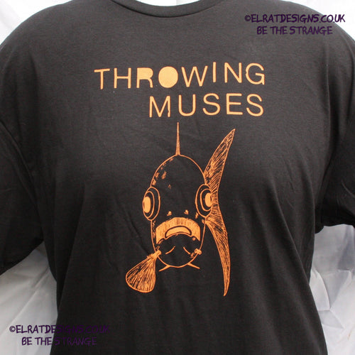 Throwing Muses Bywater, original ElRat hand drawn, hand printed T-Shirt. Freddie Mercury is headed out to sea on a T-Shirt near you - ElRat Designs - elratdesigns.co.uk