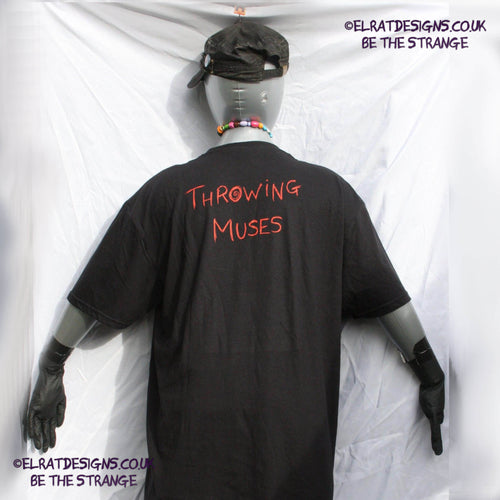 ElRat/Hersh - Throwing Muses Hook in her Head, hand printed T-Shirt. Black with scarlet ink - ElRat Designs - elratdesigns.co.uk