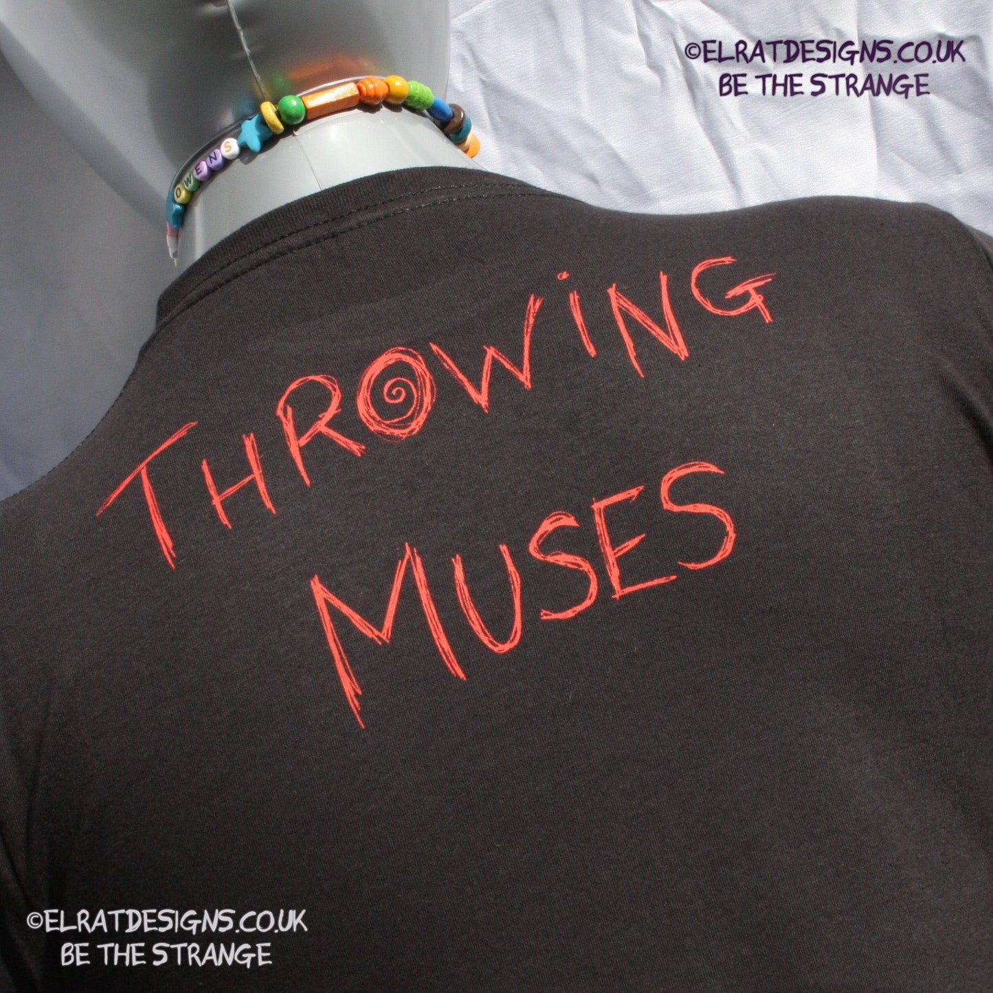 ElRat/Hersh - Throwing Muses Hook in her Head, hand printed T-Shirt. Black with scarlet ink - ElRat Designs - elratdesigns.co.uk
