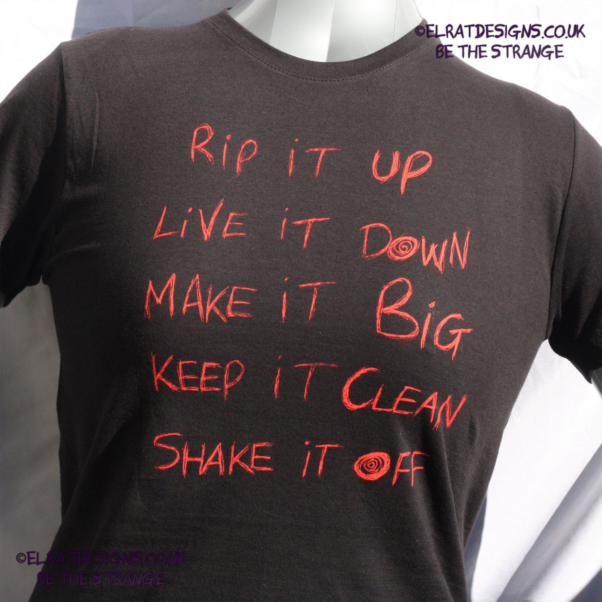 ElRat/Hersh - Throwing Muses Hook in her Head, hand printed T-Shirt. Black with scarlet ink - ElRat Designs - elratdesigns.co.uk