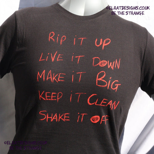 ElRat/Hersh - Throwing Muses Hook in her Head, hand printed T-Shirt. Black with scarlet ink - ElRat Designs - elratdesigns.co.uk