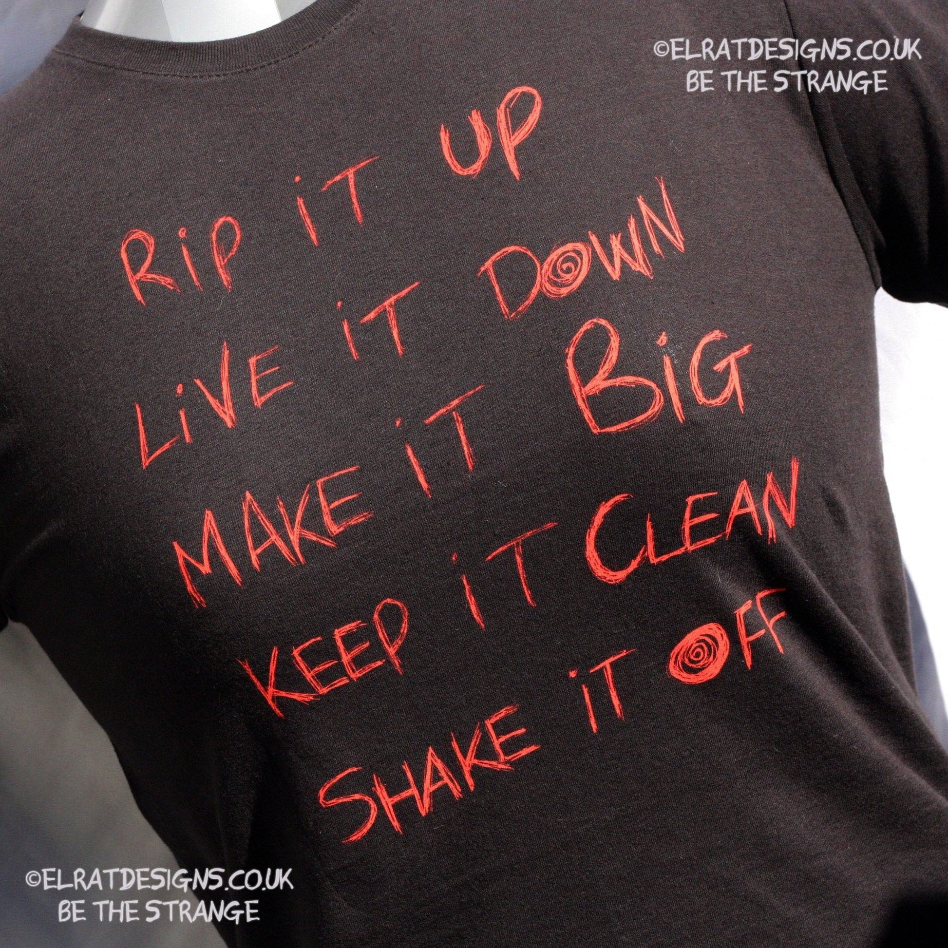 ElRat/Hersh - Throwing Muses Hook in her Head, hand printed T-Shirt. Black with scarlet ink - ElRat Designs - elratdesigns.co.uk