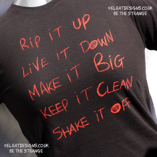 ElRat/Hersh - Throwing Muses Hook in her Head, hand printed T-Shirt. Black with scarlet ink - ElRat Designs - elratdesigns.co.uk