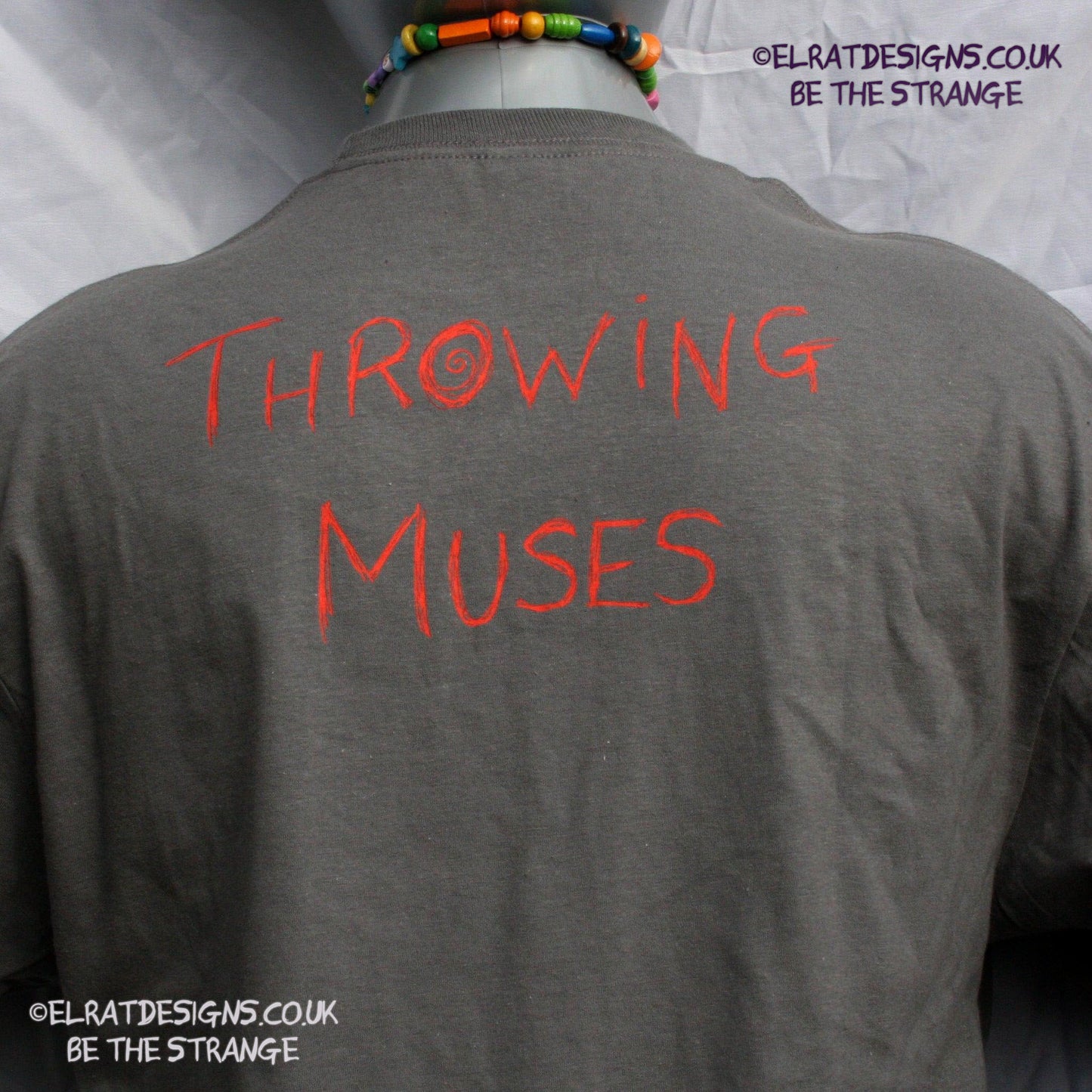 ElRat/Hersh - Throwing Muses Hook in her Head, hand printed T-Shirt. Charcoal with scarlet ink - ElRat Designs - elratdesigns.co.uk