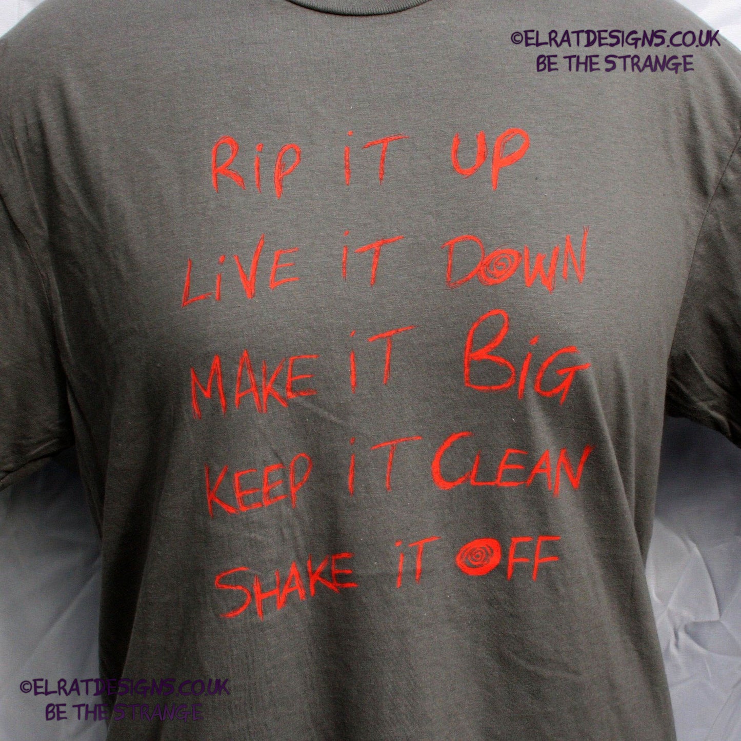 ElRat/Hersh - Throwing Muses Hook in her Head, hand printed T-Shirt. Charcoal with scarlet ink - ElRat Designs - elratdesigns.co.uk