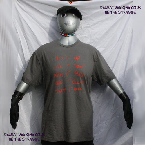 ElRat/Hersh - Throwing Muses Hook in her Head, hand printed T-Shirt. Charcoal with scarlet ink - ElRat Designs - elratdesigns.co.uk