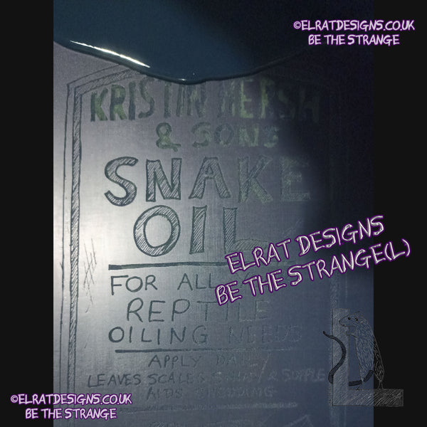 ElRat in the studio. Kristin Hersh - Snake Oil, hand drawn Medicine bottle label T-shirt, by ElRat designs - hero - elratdesigns.co.uk