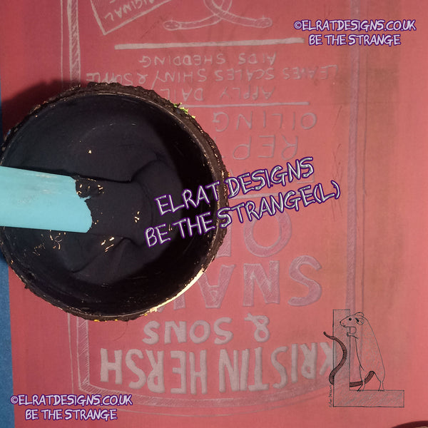 ElRat in the studio. Kristin Hersh - Snake Oil, hand drawn Medicine bottle label T-shirt, by ElRat designs - hero - elratdesigns.co.uk